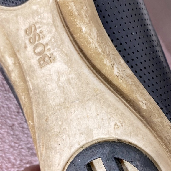 BOSS Hugo Boss Black Leather Low Top Trainers Sneakers 41 - Picture 8 of 15